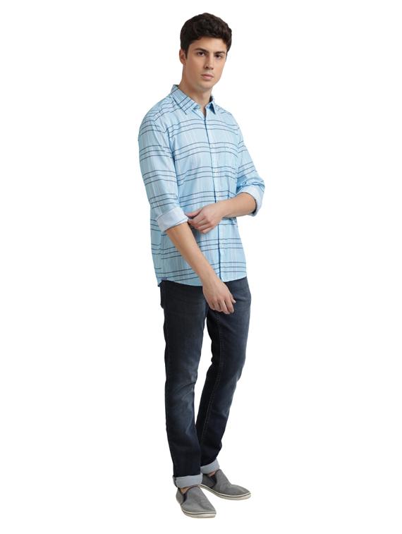 blue checkered casual shirt - 17767613 - Zoom Image - 4