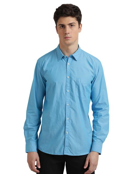 blue solid casual shirt - 17767661 - Standard Image - 1