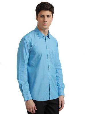 blue solid casual shirt - 17767661 - Standard Image - 2