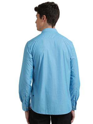 blue solid casual shirt - 17767661 - Standard Image - 3