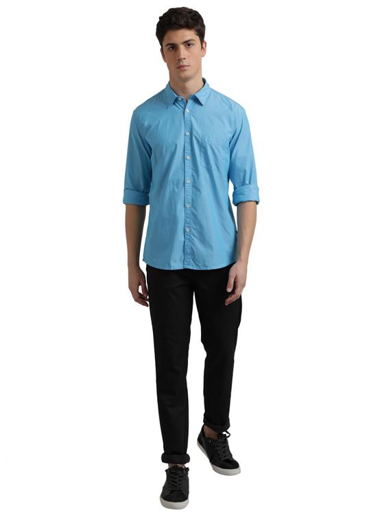 blue solid casual shirt - 17767661 - Zoom Image - 4