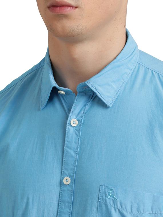 blue solid casual shirt - 17767661 - Zoom Image - 5