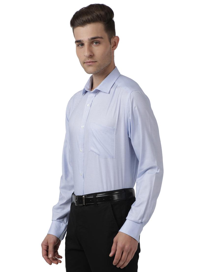 blue self design formal shirt - 17767668 - Zoom Image - 2
