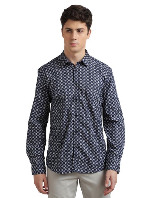 blue printed casual shirt - 17767698 - Standard Image - 1