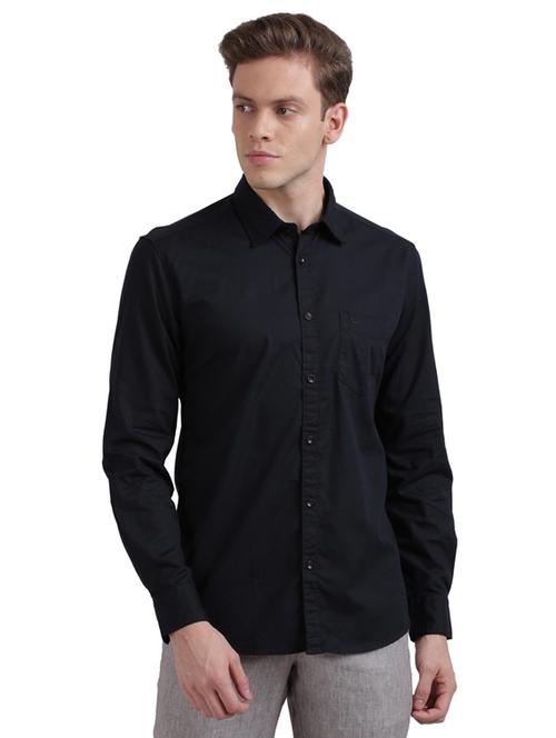 black solid casual shirt - 17767741 - Standard Image - 1