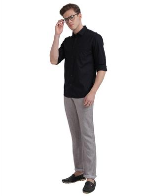 black solid casual shirt - 17767741 - Standard Image - 4