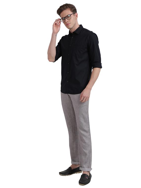 black solid casual shirt - 17767741 - Zoom Image - 4