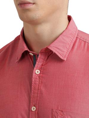 red solid casual shirt - 17767761 - Standard Image - 5