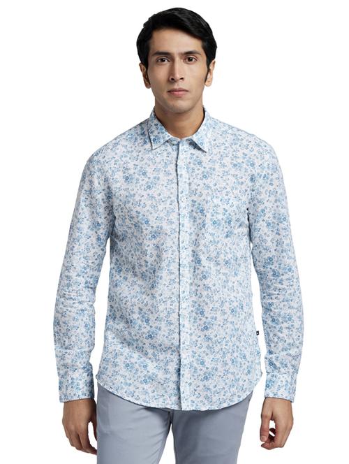 blue printed casual shirt - 17767763 - Standard Image - 1