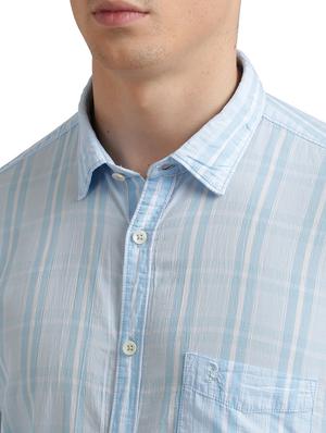 blue checkered casual shirt - 17767787 - Standard Image - 6