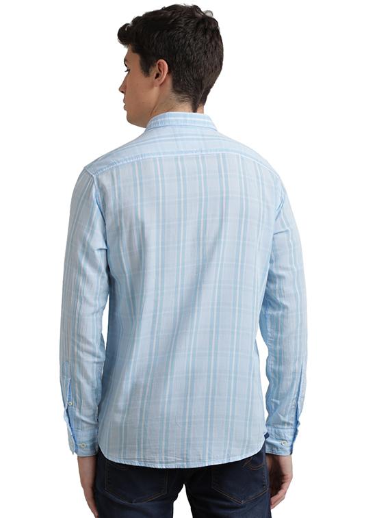 blue checkered casual shirt - 17767787 - Zoom Image - 4
