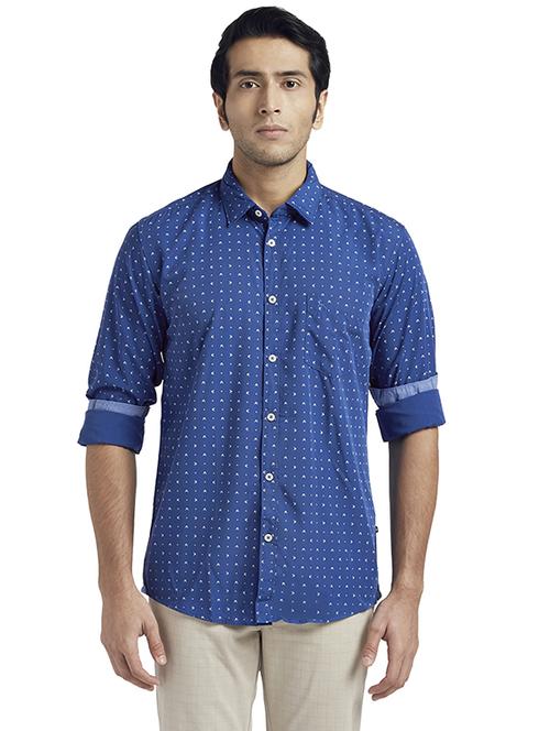 blue printed casual shirt - 17767805 - Standard Image - 1