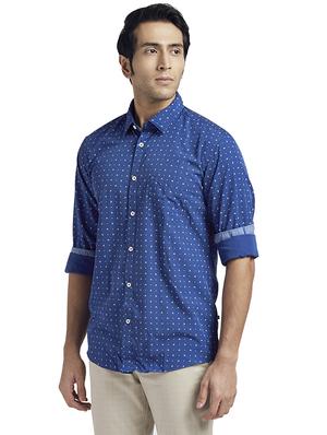 blue printed casual shirt - 17767805 - Standard Image - 2