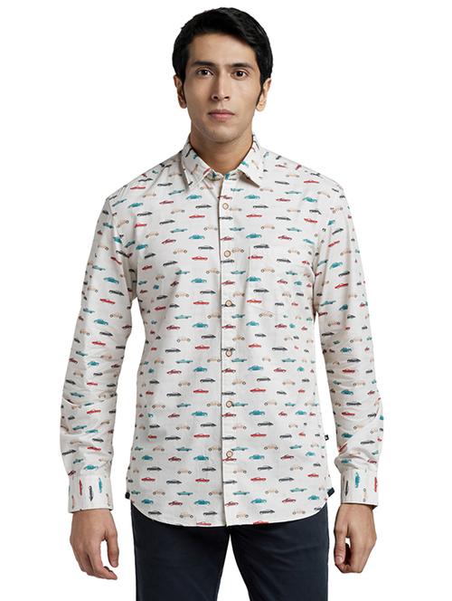 beige printed casual shirt - 17767829 - Standard Image - 1