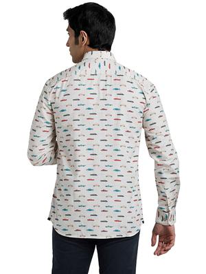 beige printed casual shirt - 17767829 - Standard Image - 4