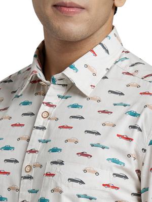 beige printed casual shirt - 17767829 - Standard Image - 6
