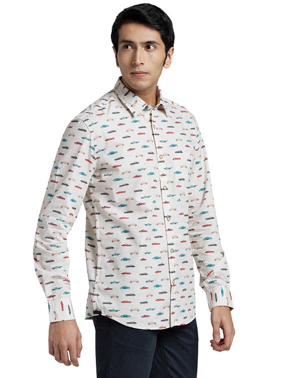 beige printed casual shirt - 17767829 - Zoom Image - 2