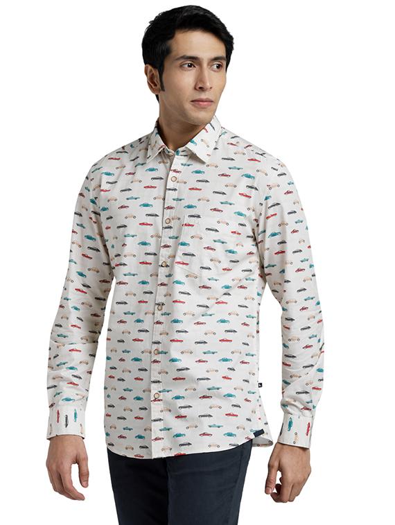 beige printed casual shirt - 17767829 - Zoom Image - 3