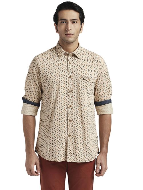 beige printed casual shirt - 17767832 - Standard Image - 1