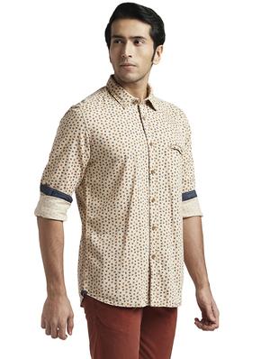 beige printed casual shirt - 17767832 - Standard Image - 3