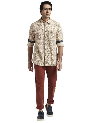 beige printed casual shirt - 17767832 - Standard Image - 5
