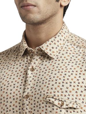 beige printed casual shirt - 17767832 - Standard Image - 6