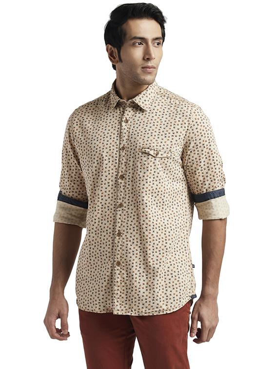 beige printed casual shirt - 17767832 - Zoom Image - 2