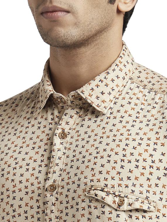 beige printed casual shirt - 17767832 - Zoom Image - 6