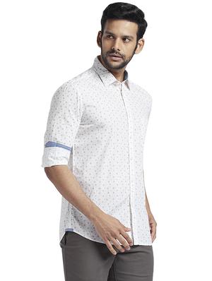 white printed casual shirt - 17767848 - Standard Image - 2
