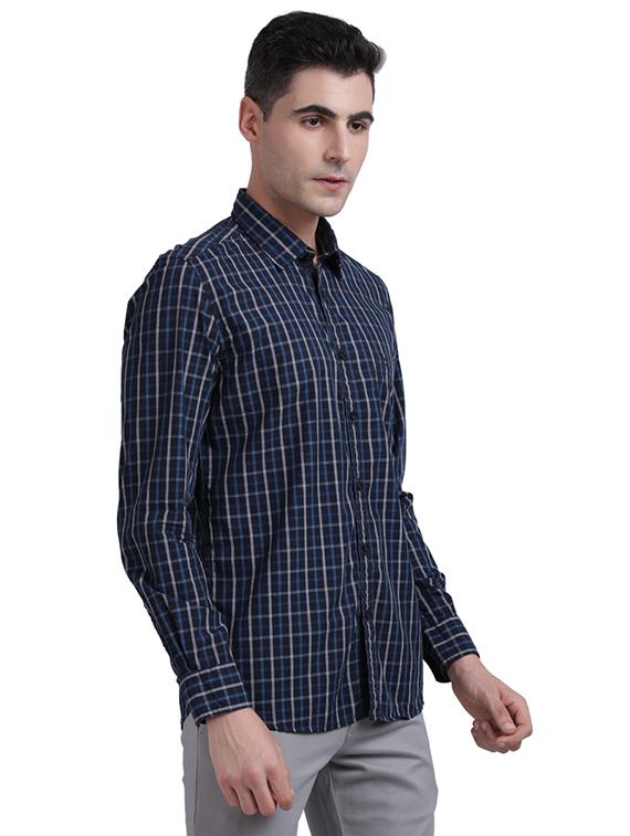 blue checkered casual shirt - 17767874 - Zoom Image - 2