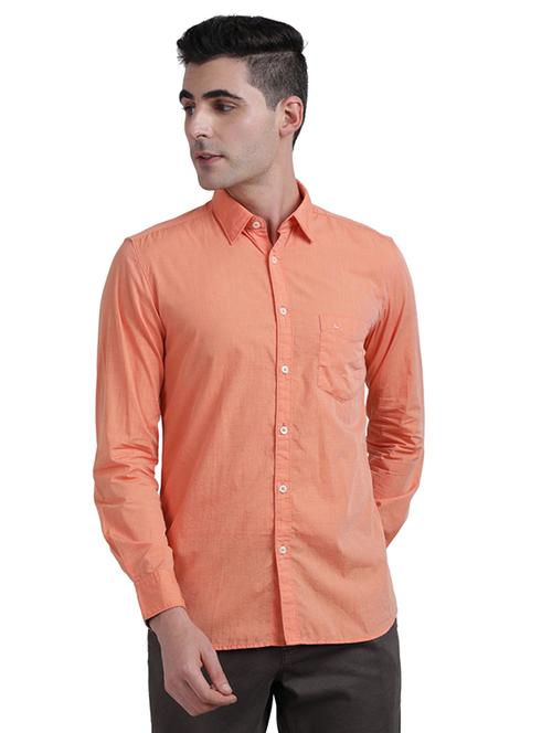 orange solid casual shirt - 17767879 - Standard Image - 1