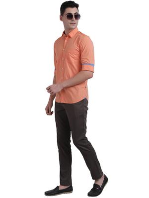 orange solid casual shirt - 17767879 - Standard Image - 5
