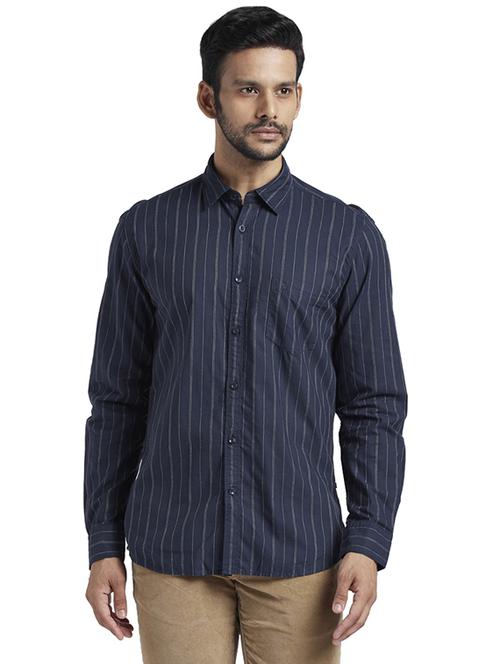 blue striped casual shirt - 17767929 - Standard Image - 1