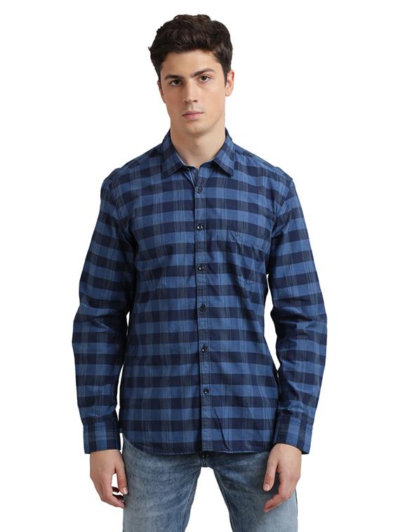 blue checkered casual shirt - 17767931 - Zoom Image - 1