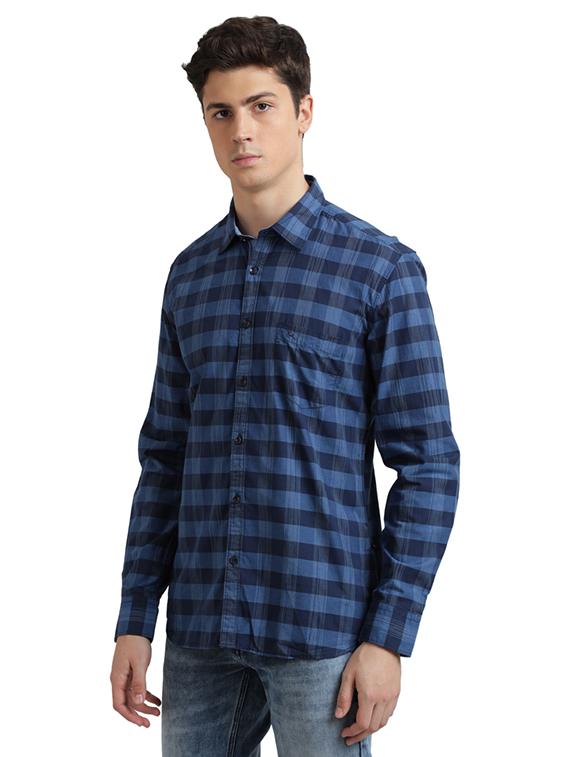blue checkered casual shirt - 17767931 - Zoom Image - 2