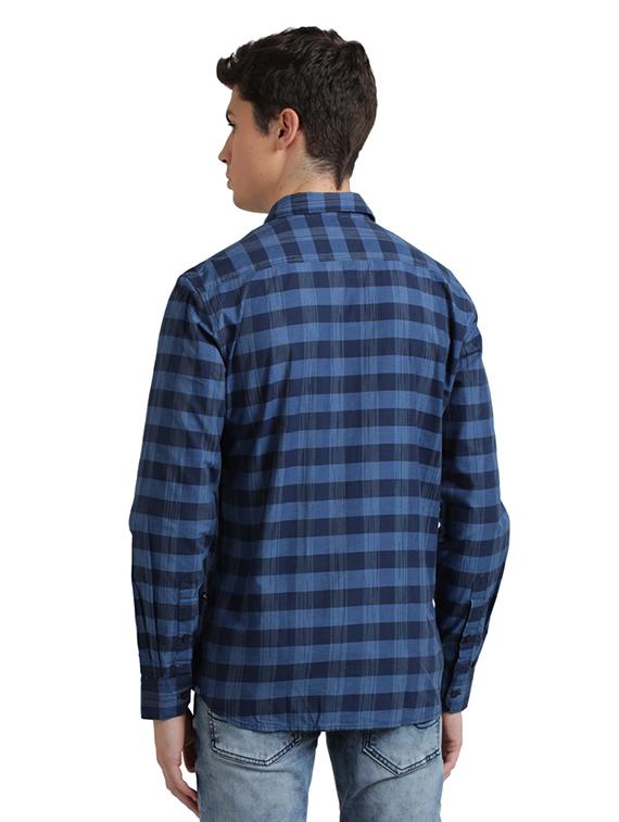 blue checkered casual shirt - 17767931 - Zoom Image - 4