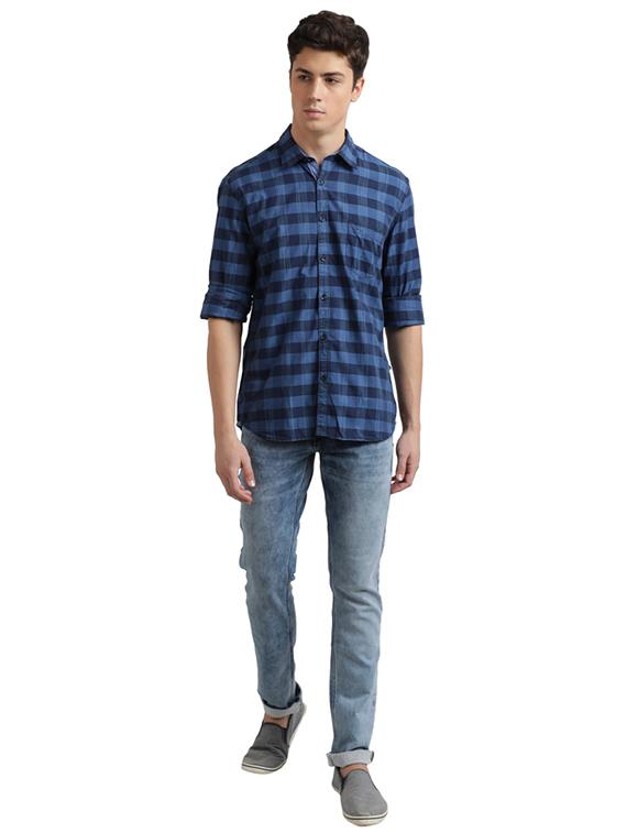 blue checkered casual shirt - 17767931 - Zoom Image - 5