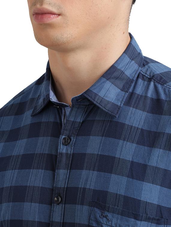 blue checkered casual shirt - 17767931 - Zoom Image - 6