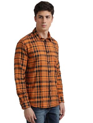 orange checkered casual shirt - 17767953 - Standard Image - 2