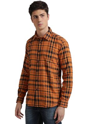 orange checkered casual shirt - 17767953 - Standard Image - 3