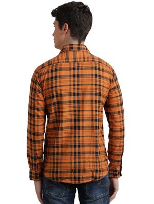 orange checkered casual shirt - 17767953 - Standard Image - 4
