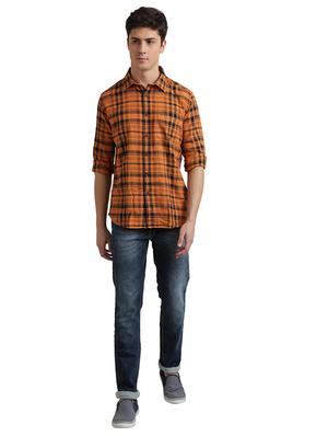 orange checkered casual shirt - 17767953 - Standard Image - 5