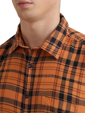 orange checkered casual shirt - 17767953 - Standard Image - 6