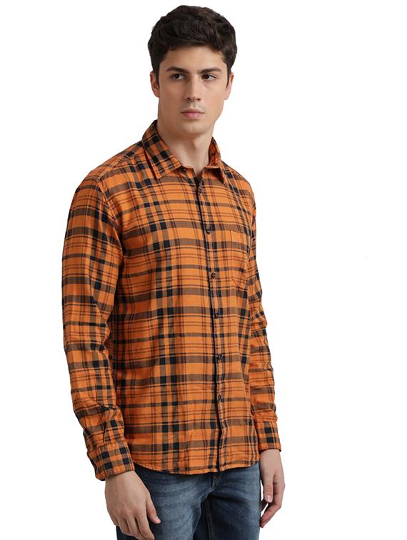 orange checkered casual shirt - 17767953 - Zoom Image - 2