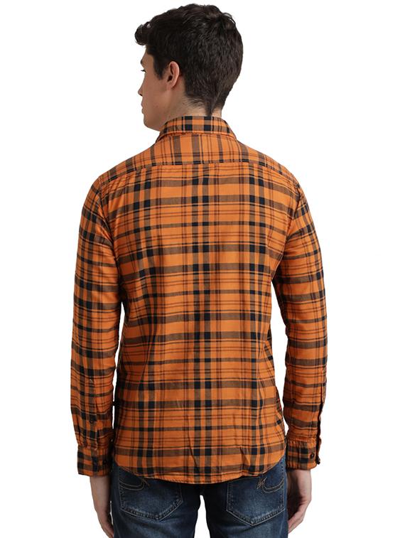 orange checkered casual shirt - 17767953 - Zoom Image - 4