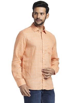 orange checkered casual shirt - 17767970 - Standard Image - 3