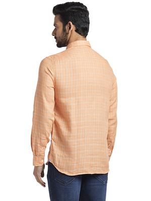 orange checkered casual shirt - 17767970 - Standard Image - 4