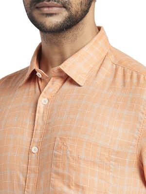orange checkered casual shirt - 17767970 - Standard Image - 6