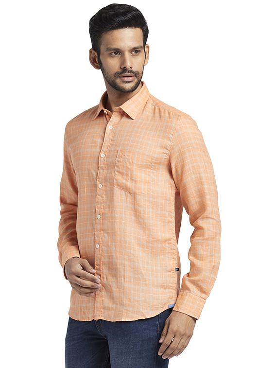 orange checkered casual shirt - 17767970 - Zoom Image - 2
