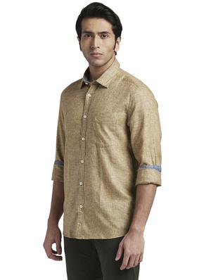 brown solid casual shirt - 17767999 - Standard Image - 2